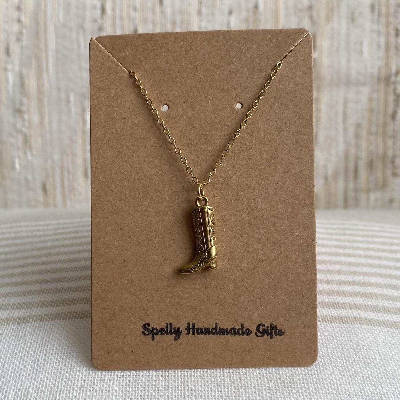 Gold Cowgirl Boot Pendant Chain Necklace Also - Image 3