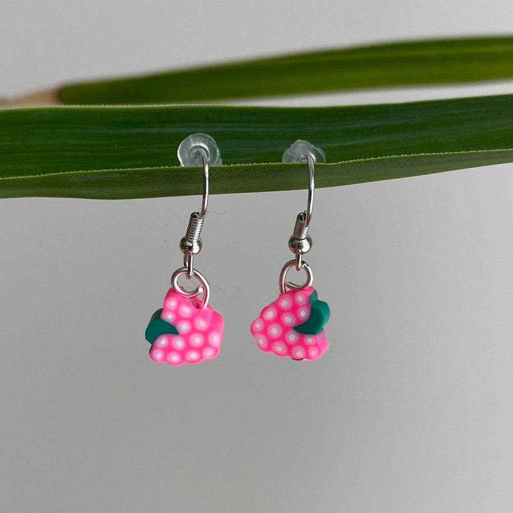 Pink Grapes Fruit Polymer Clay Dangle Earrings With - Image 2
