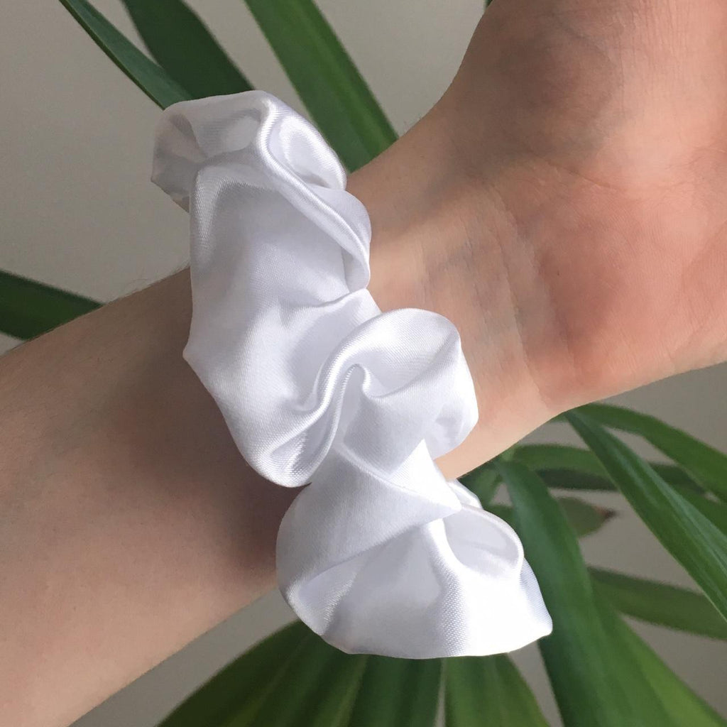 White Satin Scrunchie Instant Buy Enabled No Need - Image 2