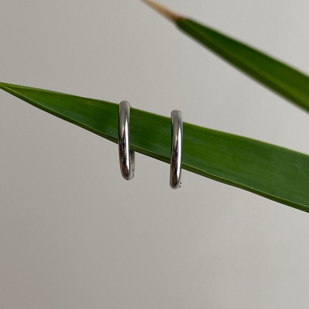 Medium Size Silver Hoop Earrings Also Available In - Image 4