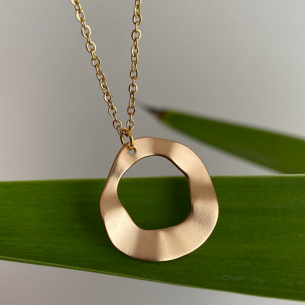 Organically Shaped Gold Hoop Ring Pendant Chain