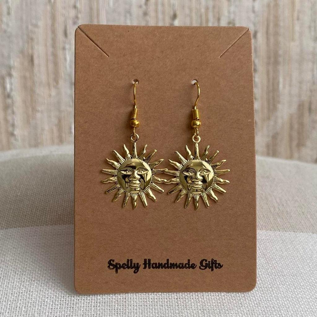 Gold Rising Sun Dangle Stud Earrings Also - Image 2