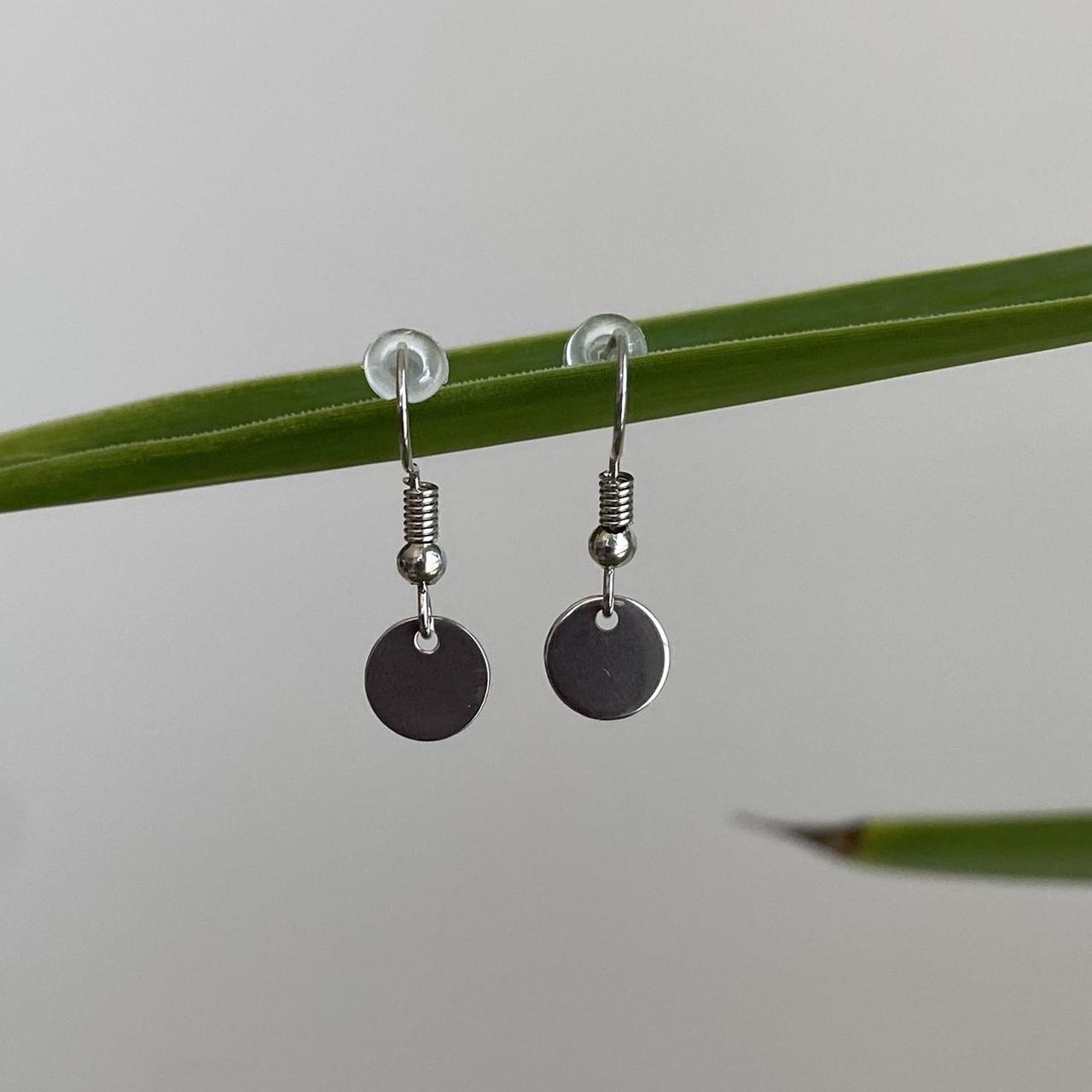 Silver Minimalist Circle Dangle Earrings 100 - Image 3