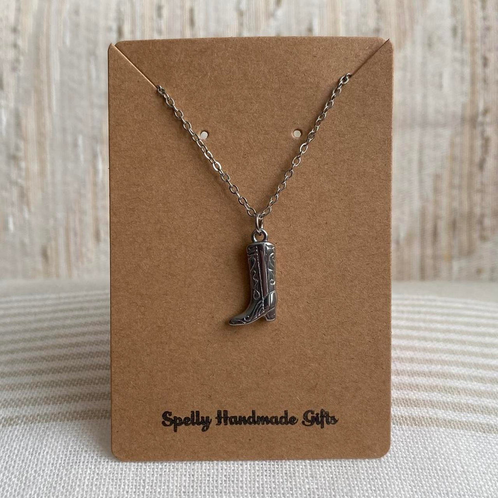 Silver Cowgirl Boot Pendant Chain Necklace Also - Image 3