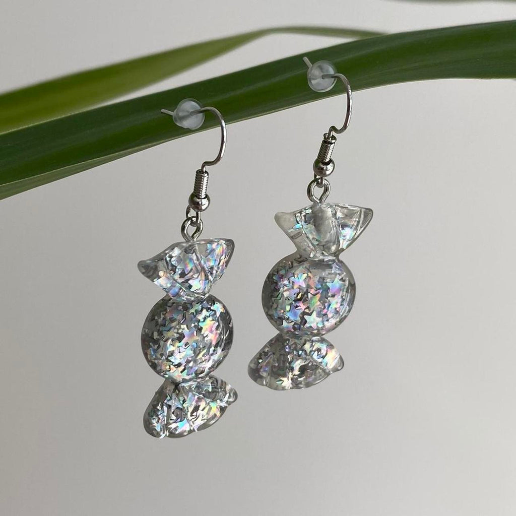 Sparkly Resin Silver Candy In Wrapper Dangle - Image 4