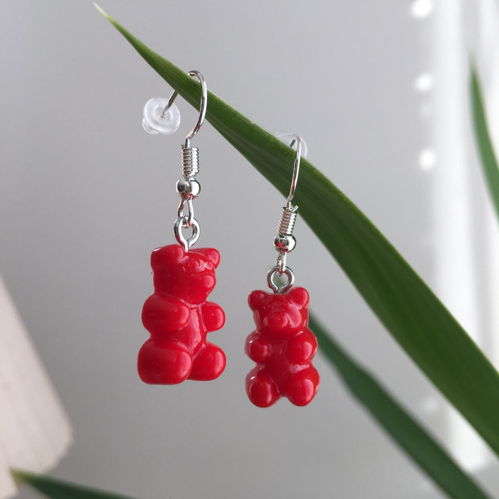 Cute Hand Made Resin Red Gummy Bear Drop Dangle - Image 2