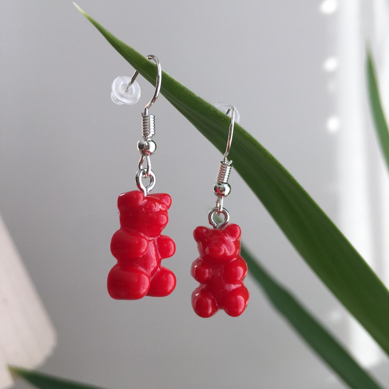 Cute Hand Made Resin Red Gummy Bear Drop Dangle - Image 2