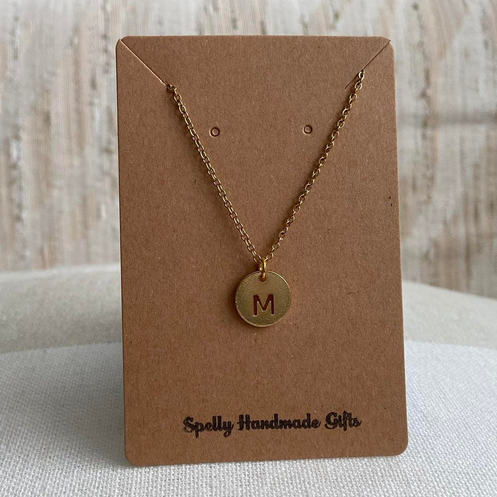 Circle Stamped Gold Letter M Initial Pendant Chain - Image 4