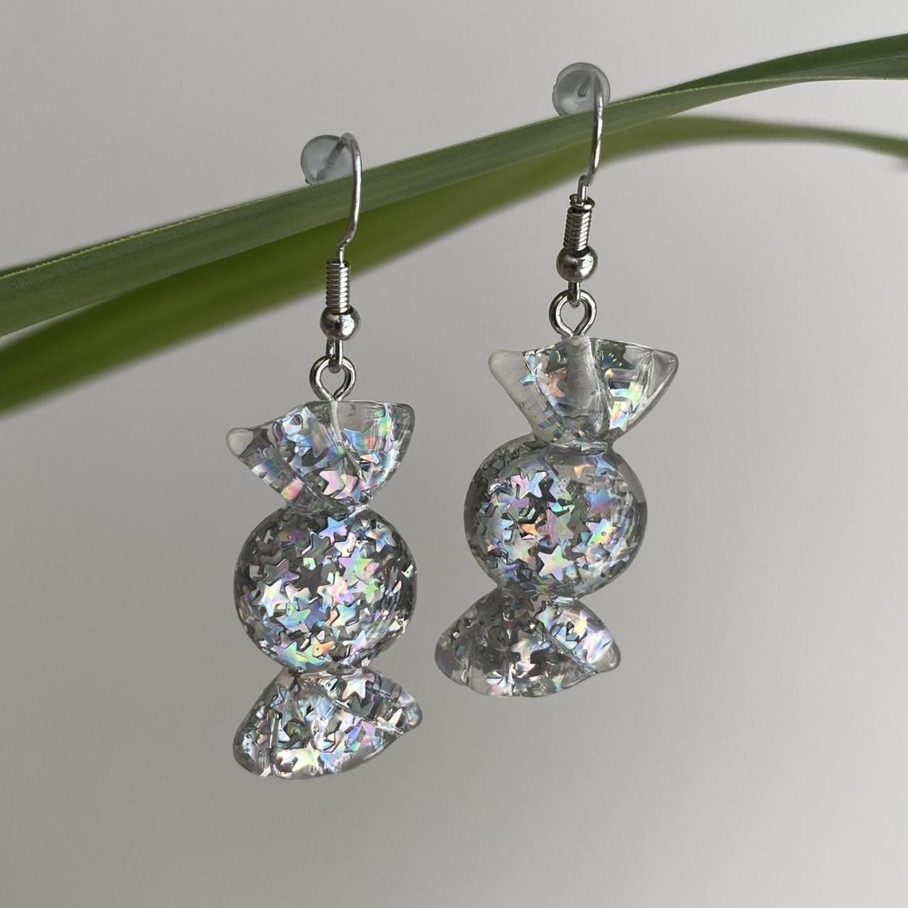 Sparkly Resin Silver Candy In Wrapper Dangle - Image 3