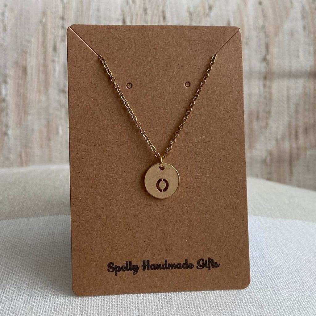 Circle Stamped Gold Letter O Initial Pendant Chain - Image 4