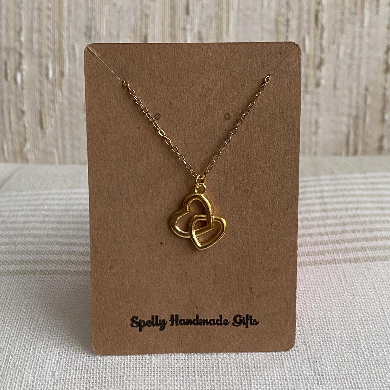 Gold Two Locked Hearts Pendant Chain Necklace 18 - Image 4