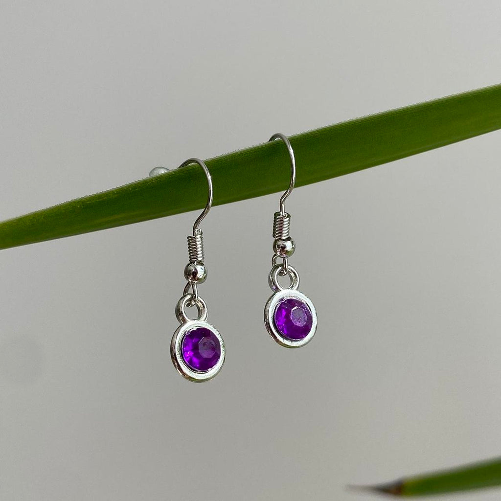 Purple Gem Dangle Earrings Silver Accents Hand - Image 3