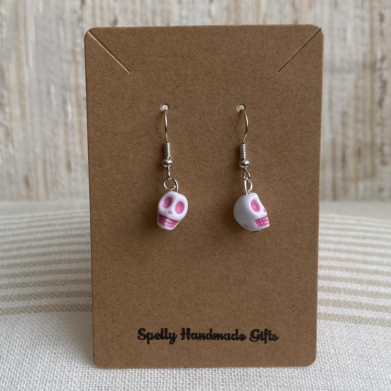Cinco De Mayo White And Light Pink Skull Dangle - Image 3