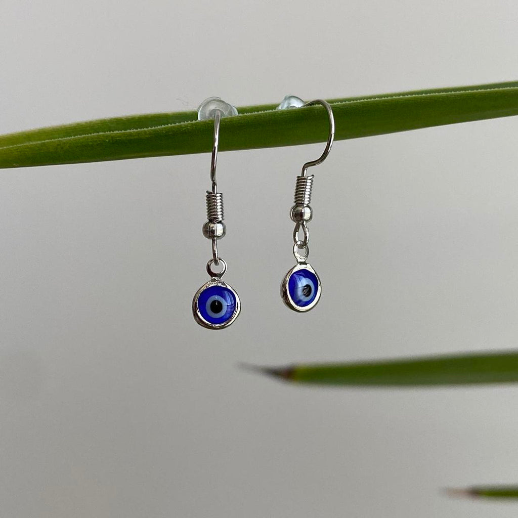 Silver Evil Eye Of Protection Dangle Earrings - Image 3