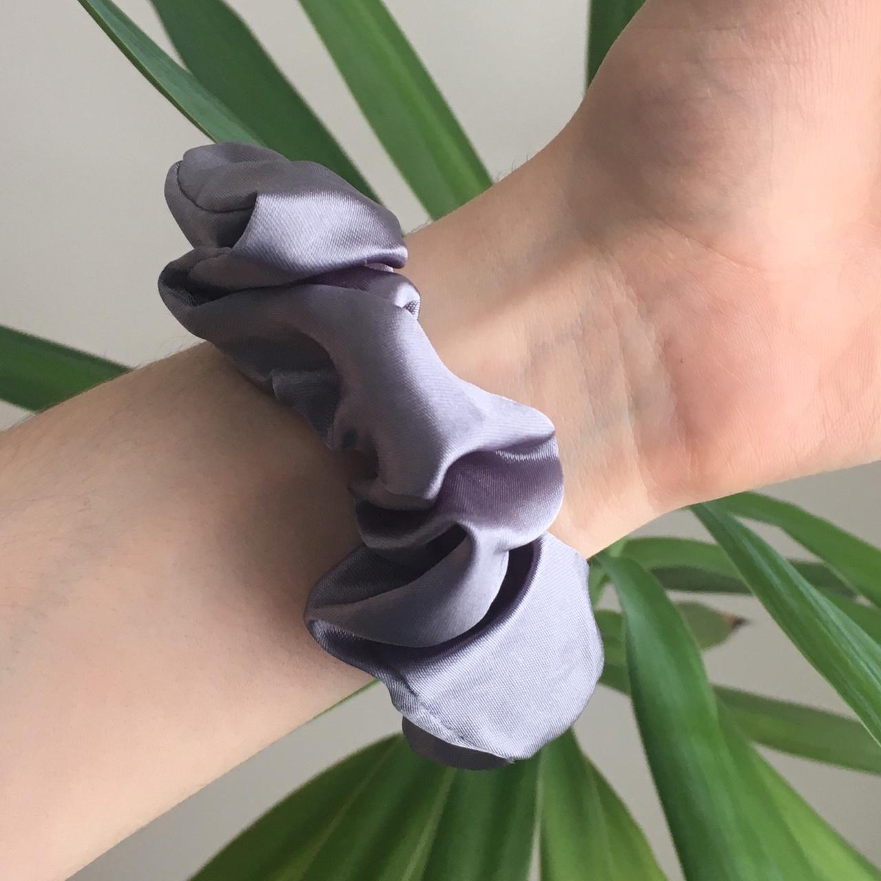 Steel Grey Silver Satin Scrunchie Instant Buy - Image 2