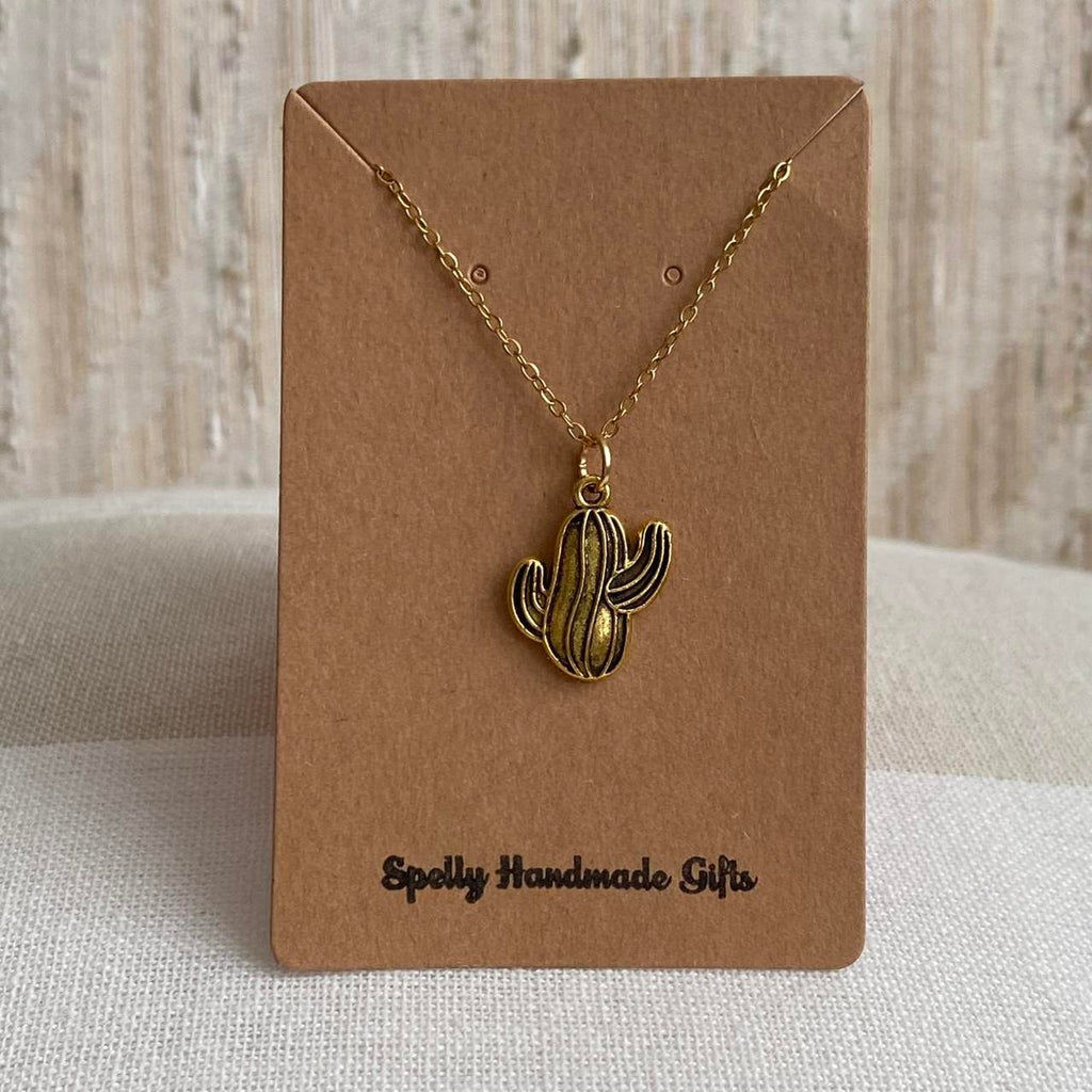 Gold Cactus Pendant Chain Necklace 18 Karat Gold - Image 4