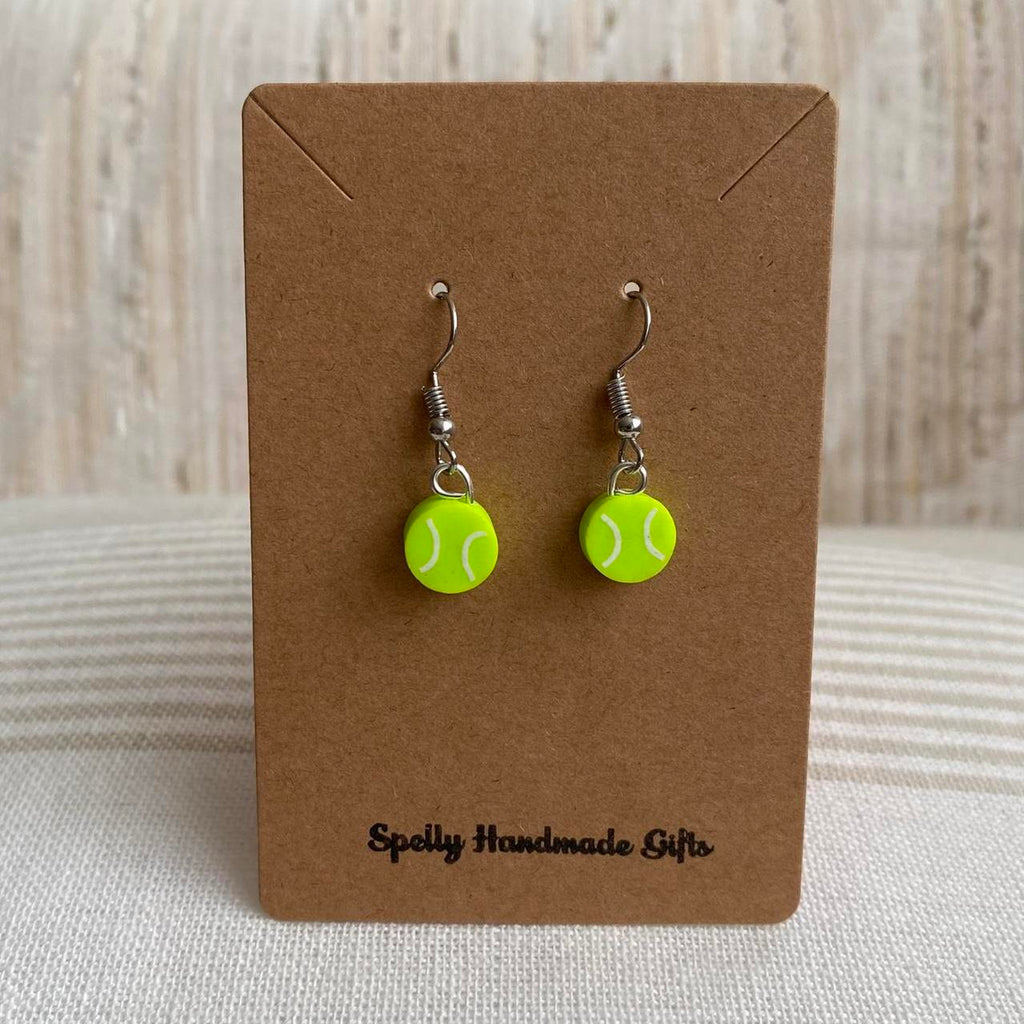Tennis Ball Polymer Clay Dangle Earrings With Silver - Image 4