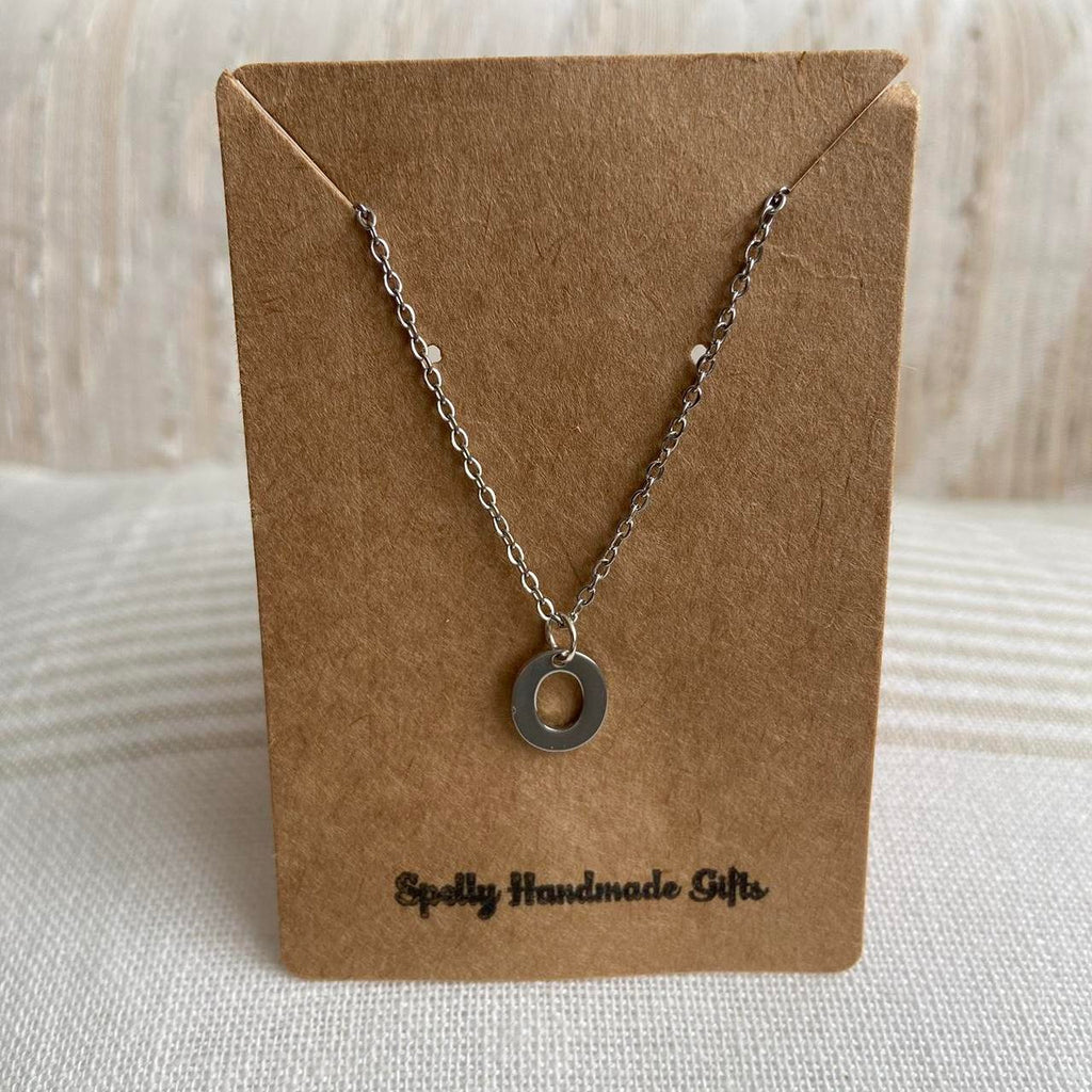 Silver Letter O Initial Pendant Chain Necklace - Image 3