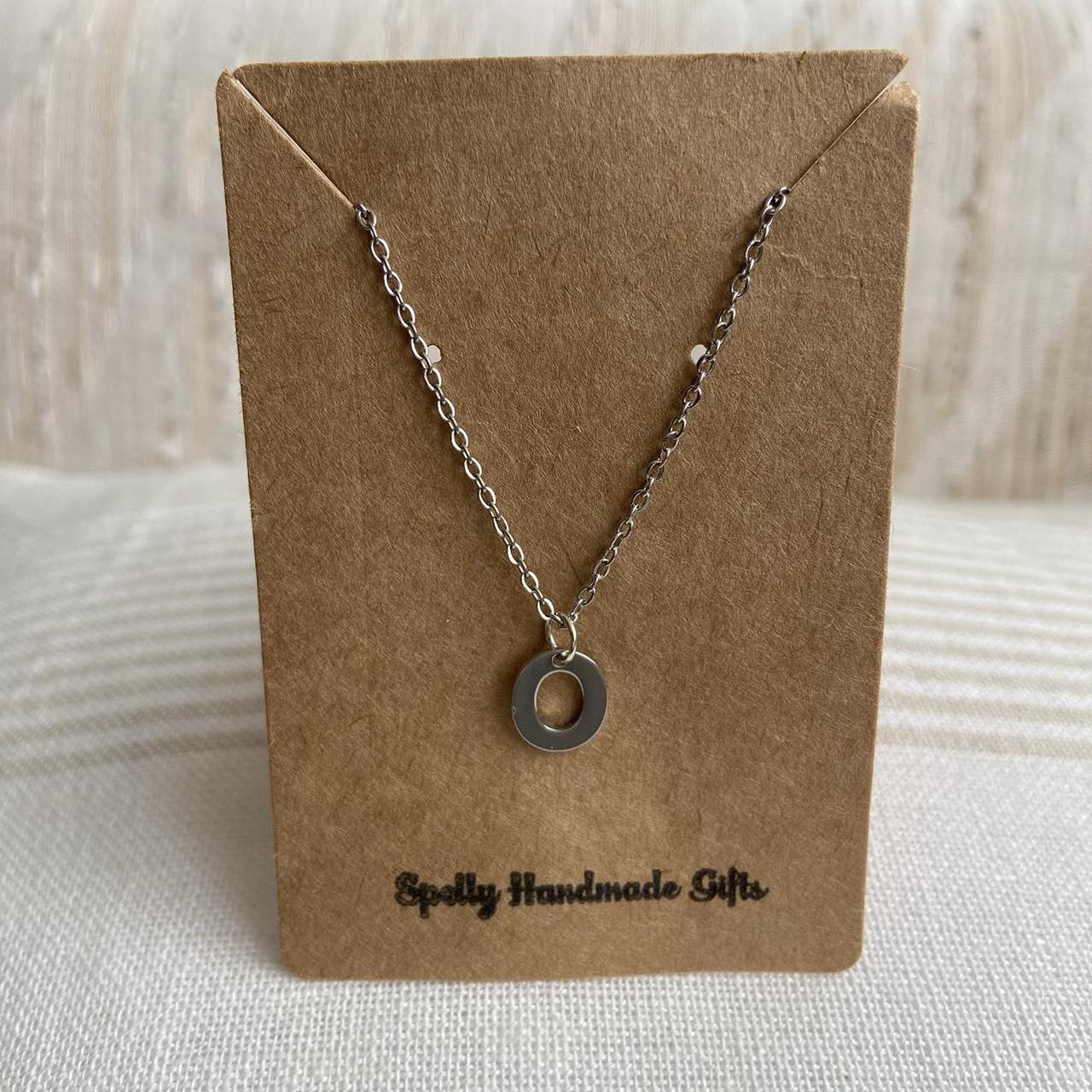 Silver Letter O Initial Pendant Chain Necklace - Image 3
