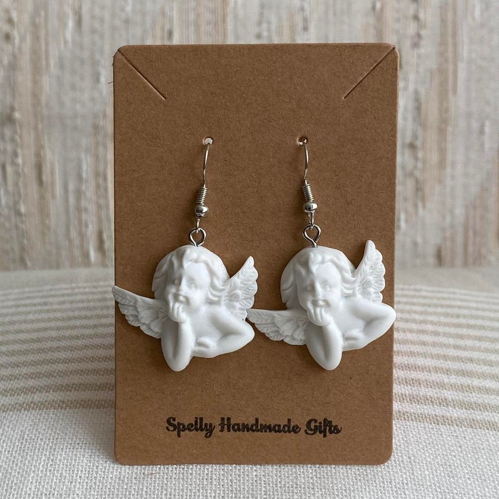 White Baby Angel Of The Renaissance Dangle Earrings - Image 2