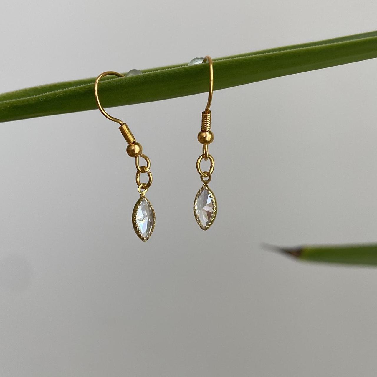Marquise Diamond Gold Dangle Earrings Hand Made - Image 4
