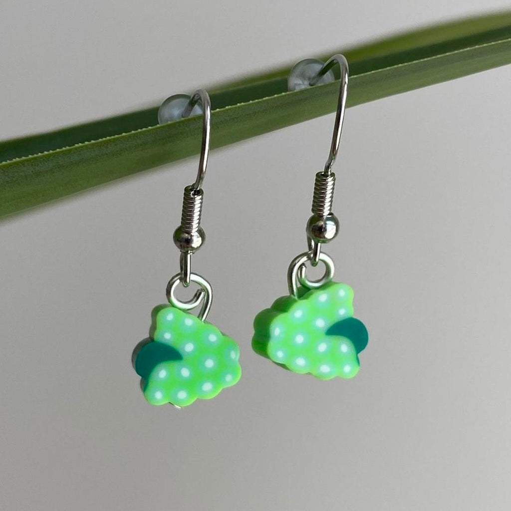 Green Grapes Fruit Polymer Clay Dangle Earrings With