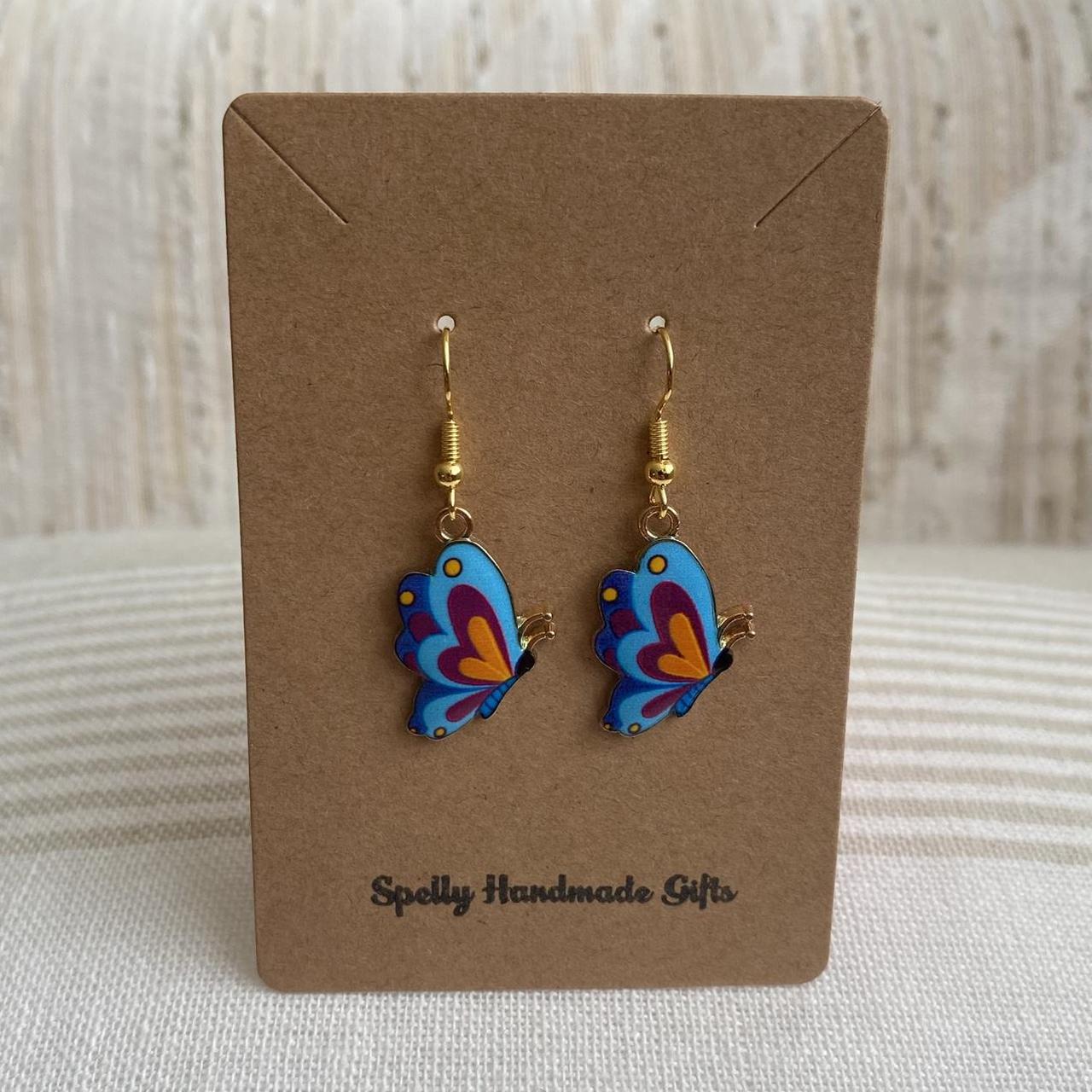 Blue Orange Purple Butterfly Enamel Dangle - Image 4