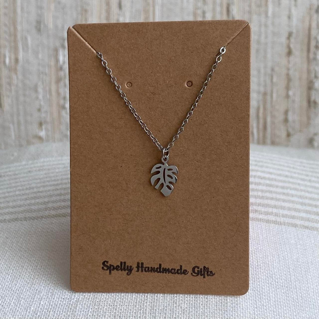 Silver Tropical Palm Tree Leaf Pendant Chain - Image 4