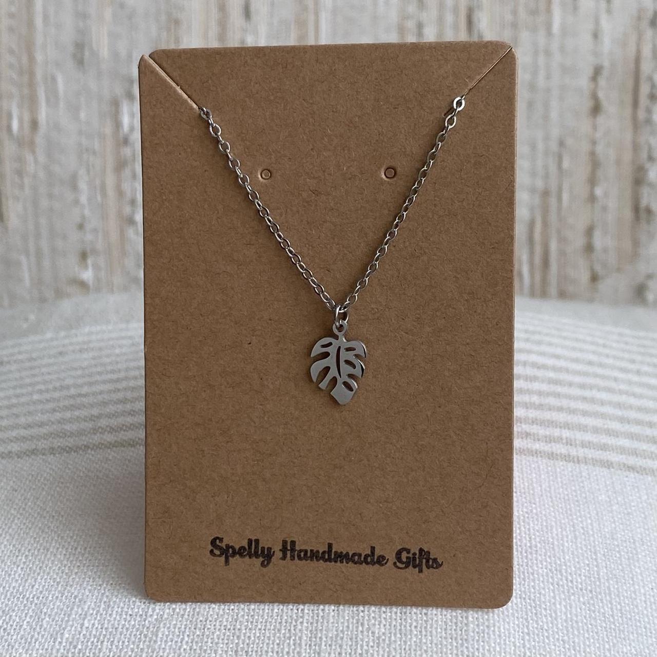 Silver Tropical Palm Tree Leaf Pendant Chain - Image 4