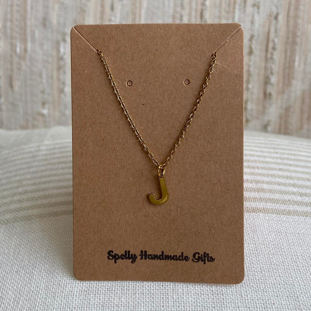 Gold Letter J Initial Pendant Chain Necklace 18 - Image 2