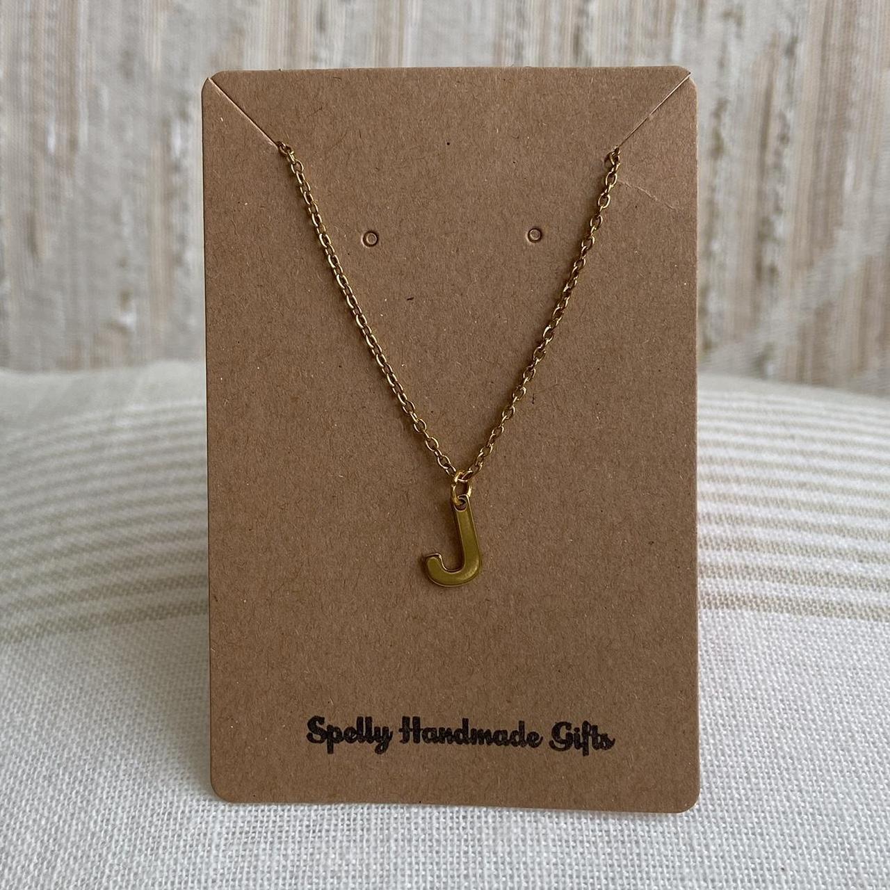 Gold Letter J Initial Pendant Chain Necklace 18 - Image 2
