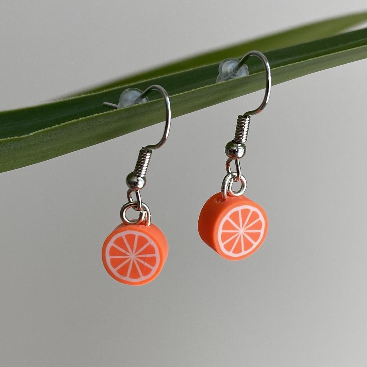 Orange Fruit Polymer Clay Dangle Earrings With
