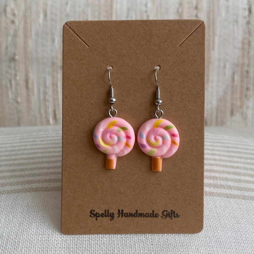 Light Pink Swirly Lollipop Dangle Earrings With - Image 2
