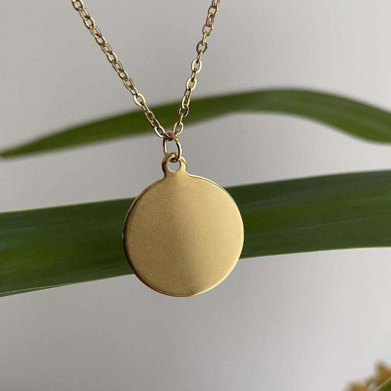 Gold Solid Circle Pendant Chain Necklace Also - Image 4