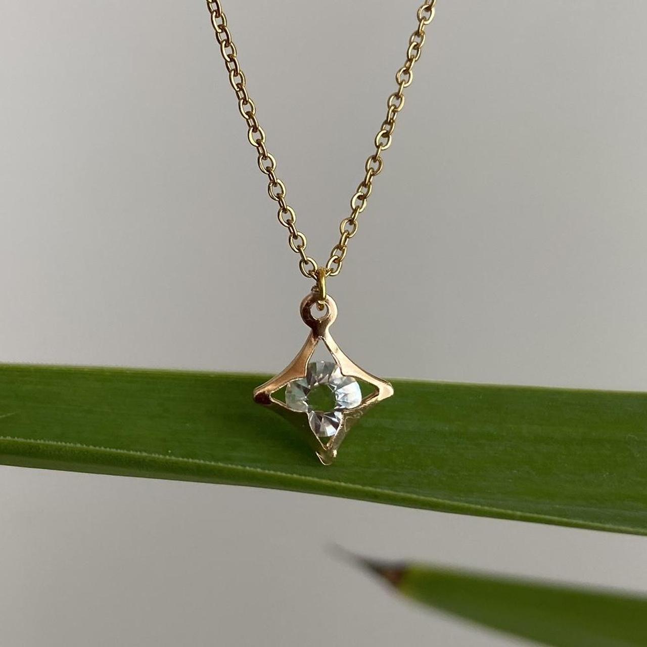 Diamond Gold Pendant Chain Necklace 18 Karat Gold - Image 5