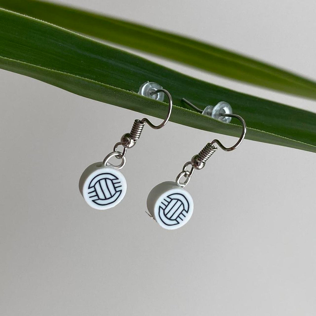 Volleyball Polymer Clay Dangle Earrings With Silver - Image 2