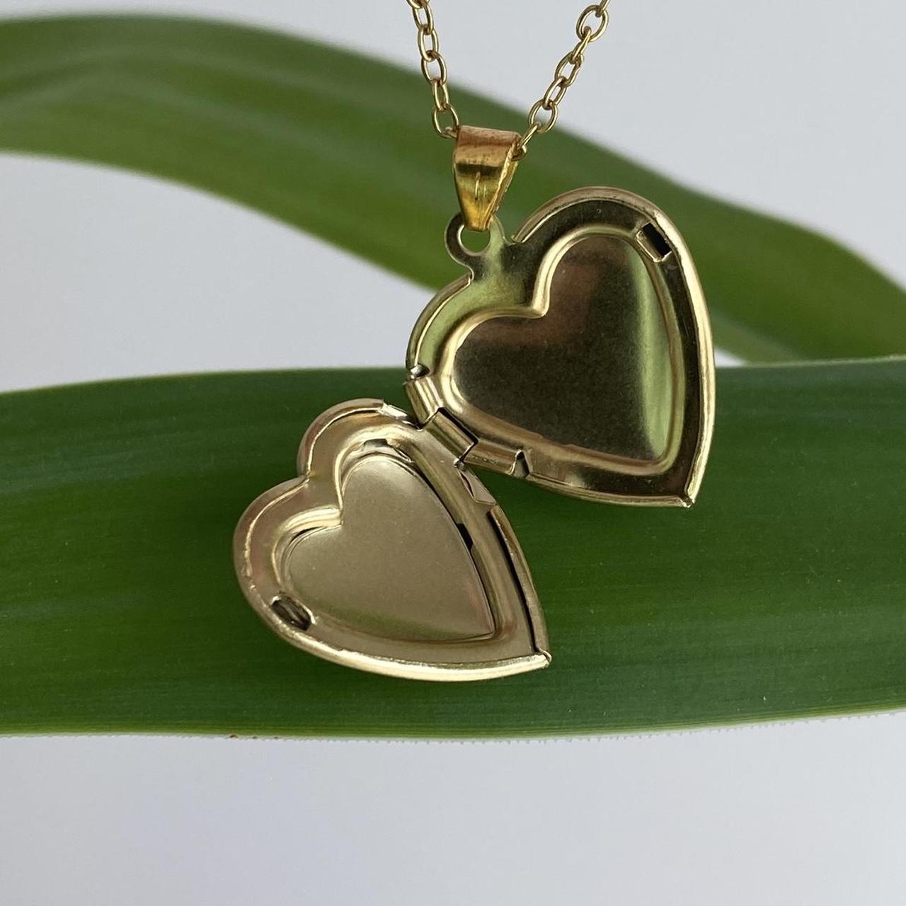Medium Size Heart Locket Pendant Chain Necklace - Image 2