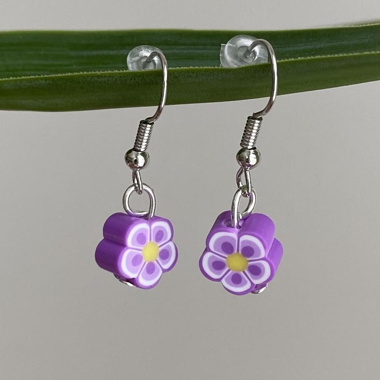 Light Purple Tropical Flower Polymer Clay Dangle