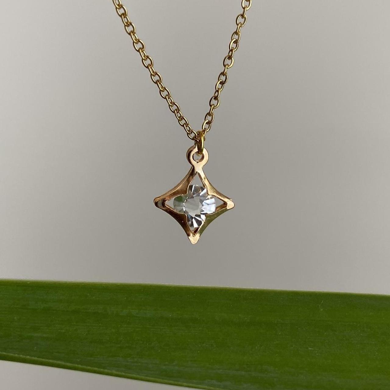Diamond Gold Pendant Chain Necklace 18 Karat Gold - Image 6