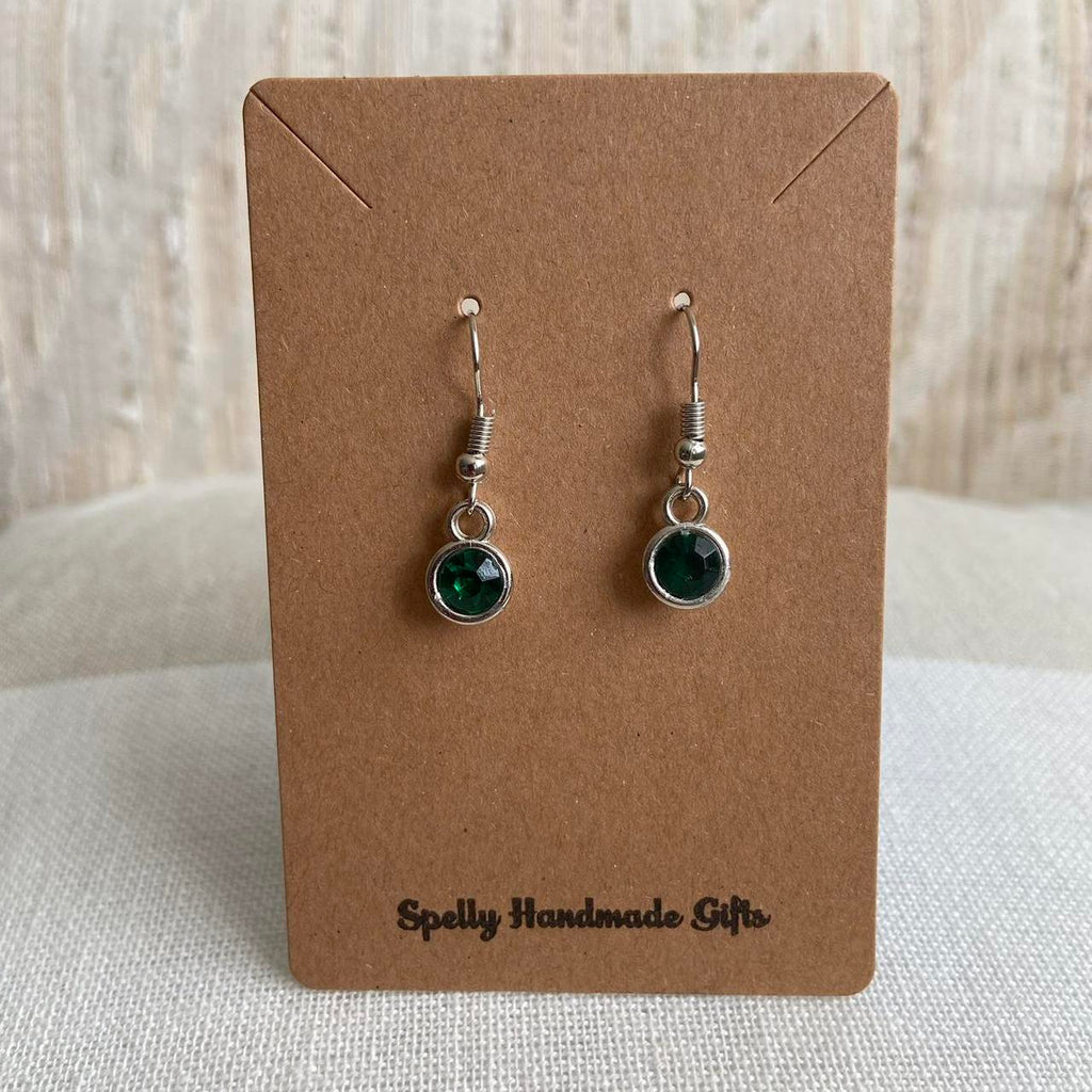 Emerald Green Gem Dangle Earrings Silver Accents - Image 2