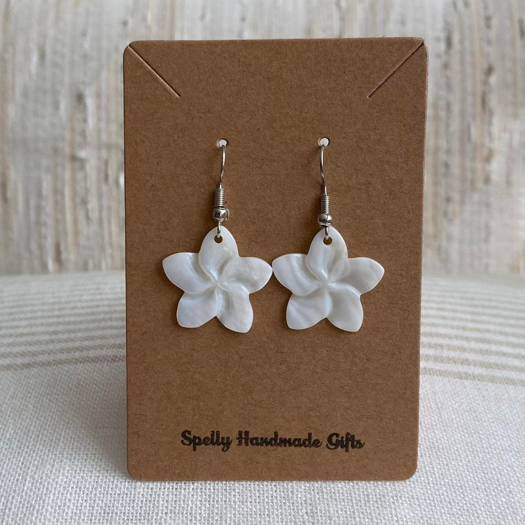 Genuine White Shell Flower Dangle Earrings With - Image 3