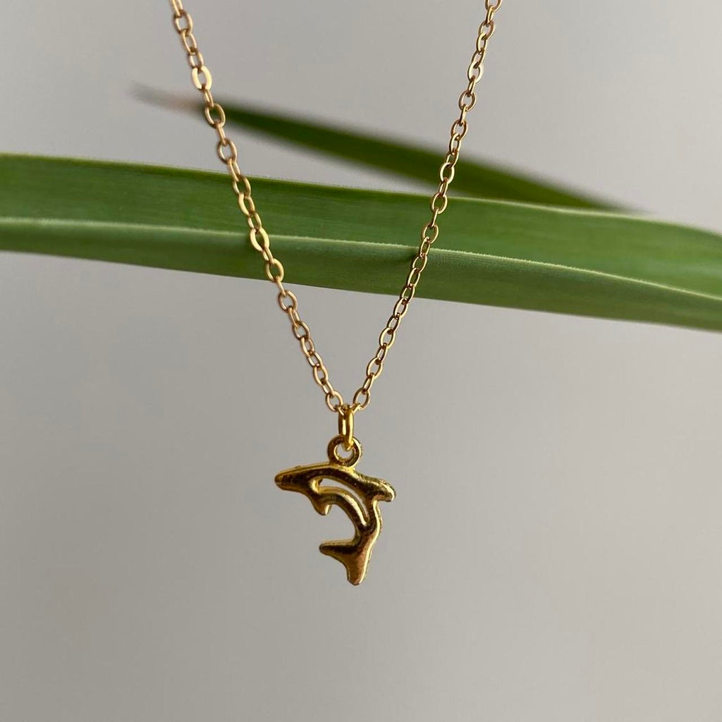 Gold Dolphin Pendant Chain Necklace 18 Karat Gold - Image 2
