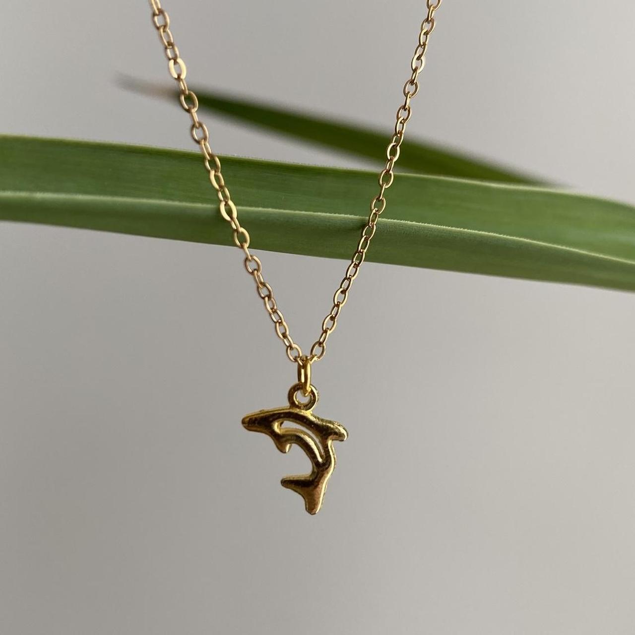 Gold Dolphin Pendant Chain Necklace 18 Karat Gold - Image 2