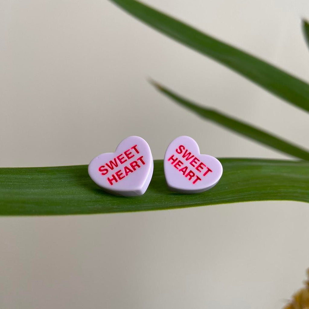 Purple Sweet Heart Valentines Day Candy Shaped Stud