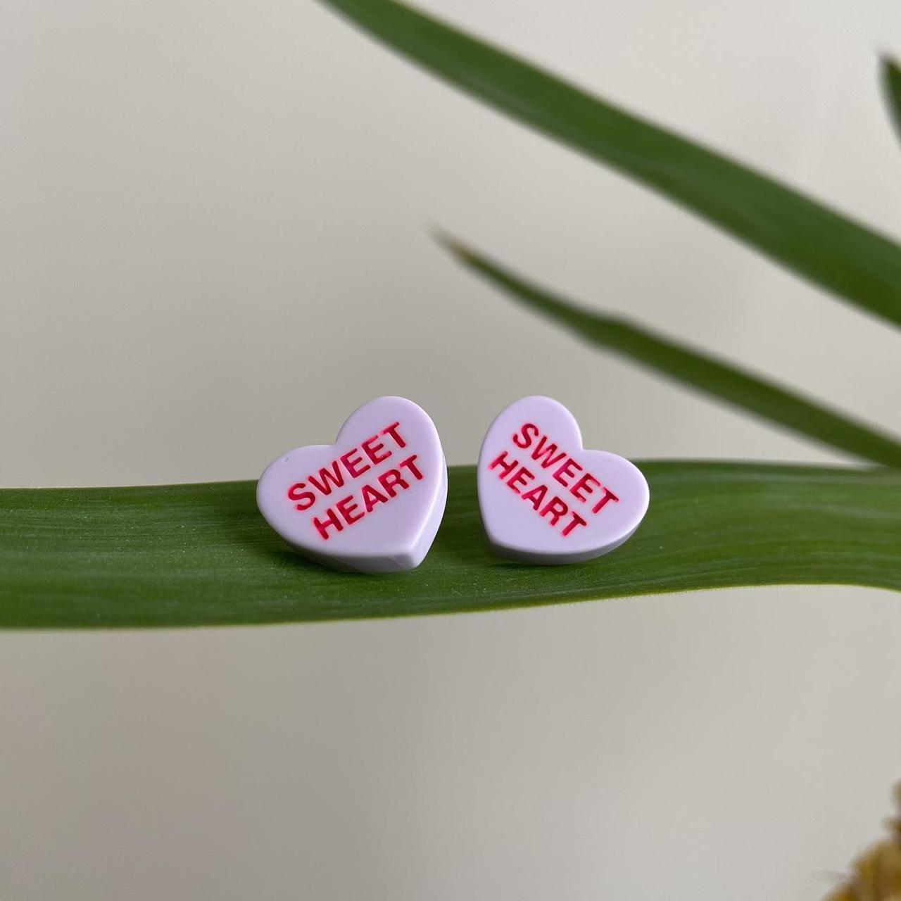 Purple Sweet Heart Valentines Day Candy Shaped Stud