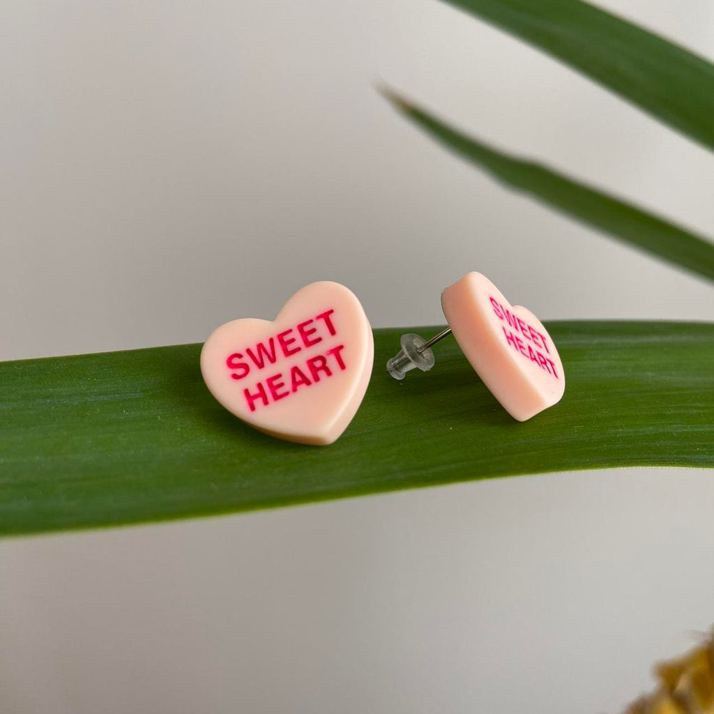 Orange Sweet Heart Valentines Day Candy Shaped Stud - Image 2