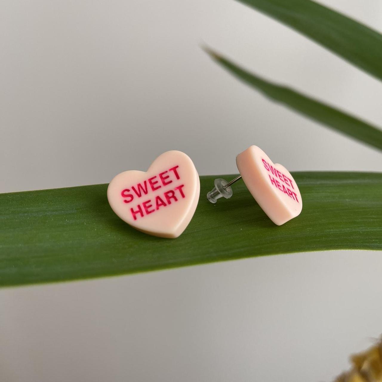 Orange Sweet Heart Valentines Day Candy Shaped Stud - Image 2