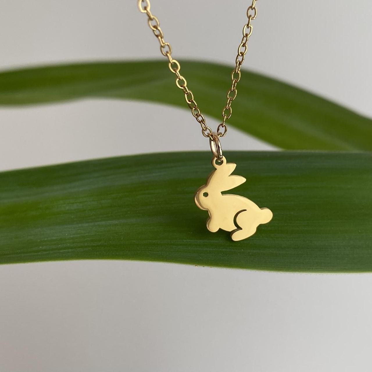 Petite Gold Bunny Rabbit Pendant Chain Necklace 18 - Image 2