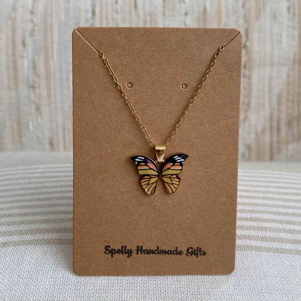 Orange Monarch Butterfly Enamel Pendant Chain - Image 4