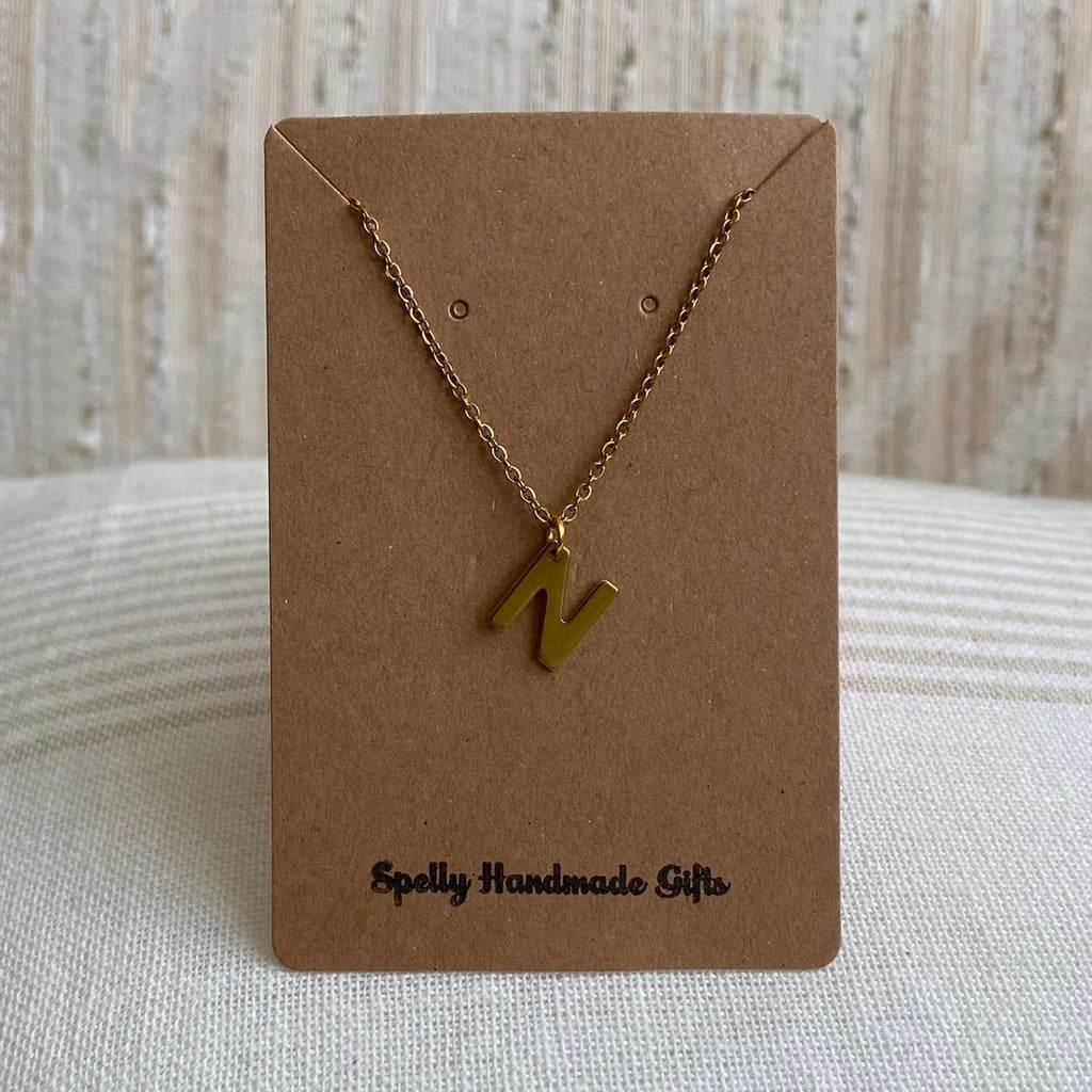Gold Letter N Initial Pendant Chain Necklace 18 - Image 3